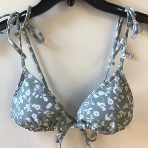 Abercrombie Green Floral Triangle Bikini Top